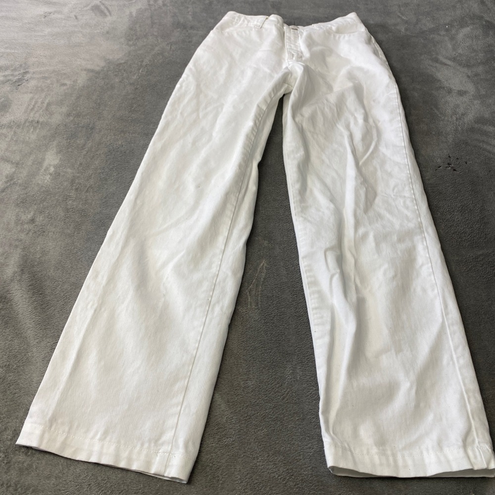 Lee Pants Womens 28 White At The Waist Straight Leg High Rise Trousers Casual